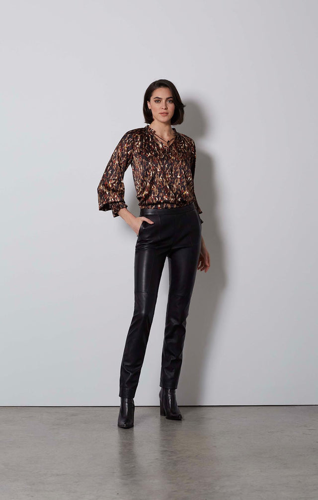 SOCIALITE-EUROPEAN BLACK LEATHER TROUSERS-5-PT-1728-ON MODEL