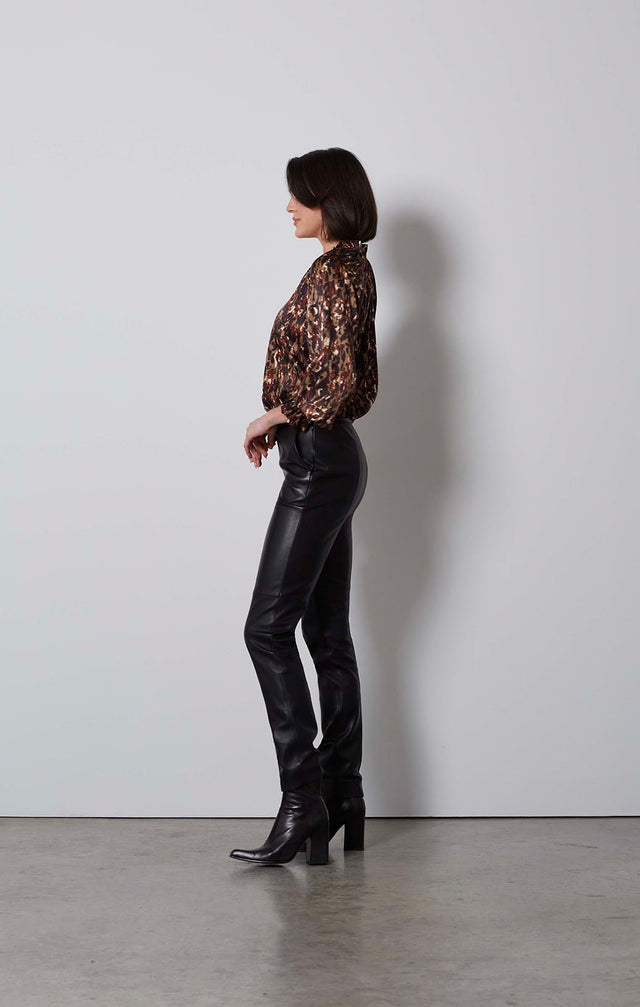 SOCIALITE-EUROPEAN BLACK LEATHER TROUSERS-5-PT-1728-ON MODEL