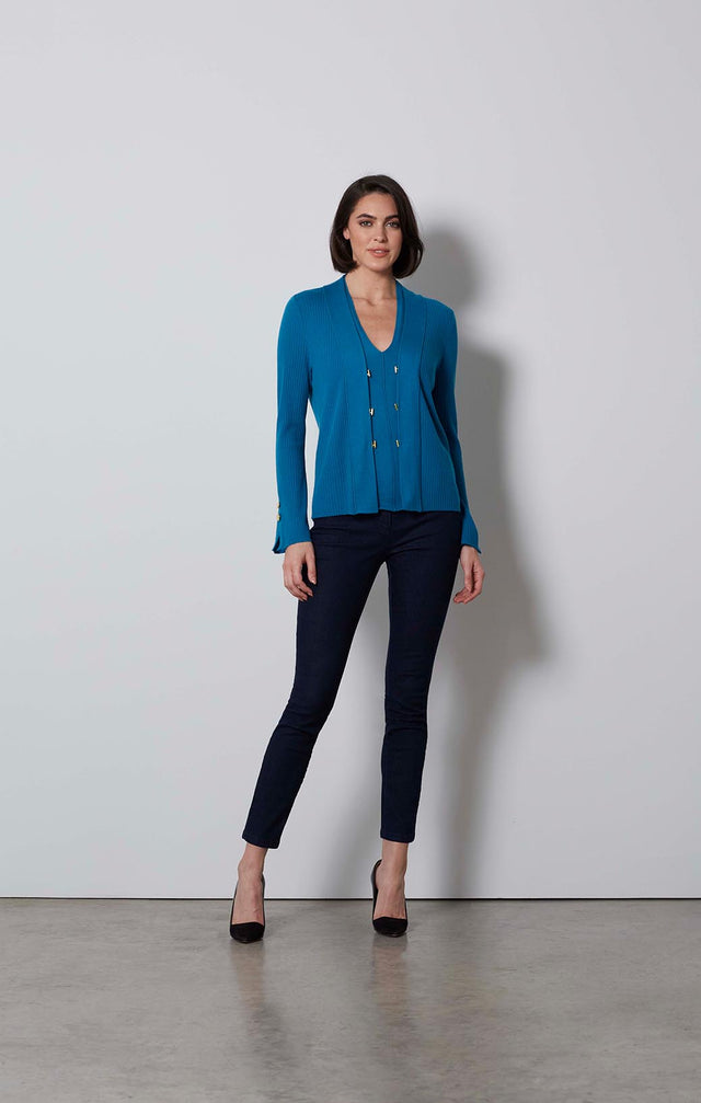 STAR QUARTZ-RIBBED CASHMERE CARDIGAN-1-KN-1748-ON MODEL
