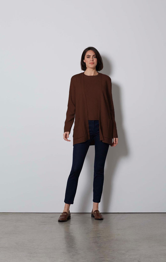 TOWNHOUSE-CASHMERE SOFTENED CARDIGAN-1-KN-1900-ON MODEL