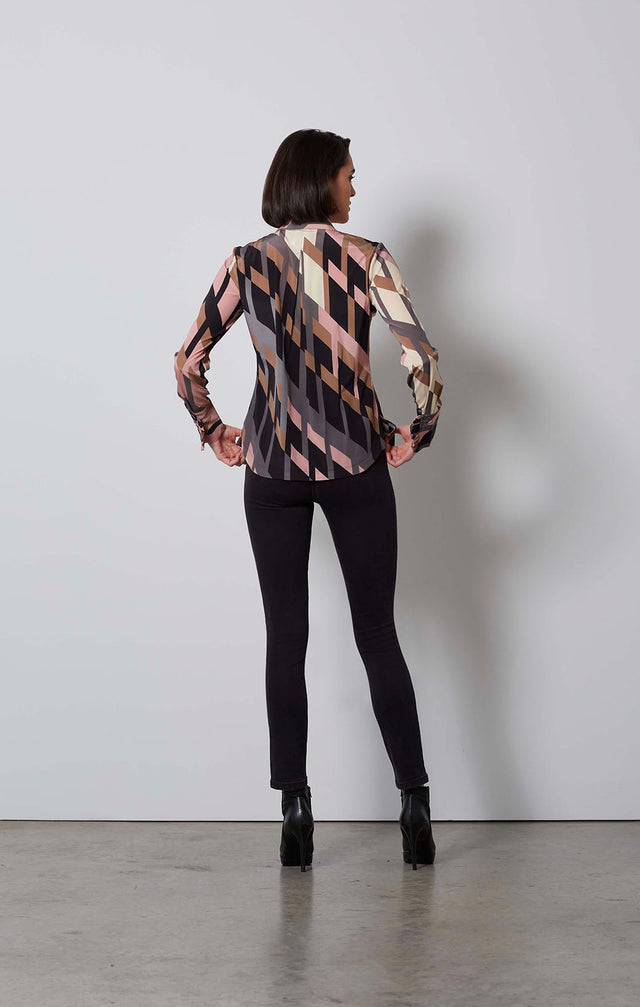 TRIBECA-RUFFLED SILK PRINT BLOUSE-5-TP-1936-ON MODEL