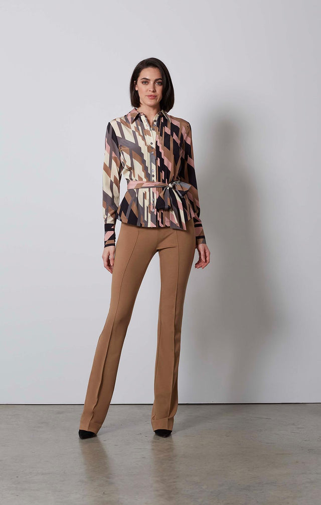TRIBECA-RUFFLED SILK PRINT BLOUSE-5-TP-1936-ON MODEL