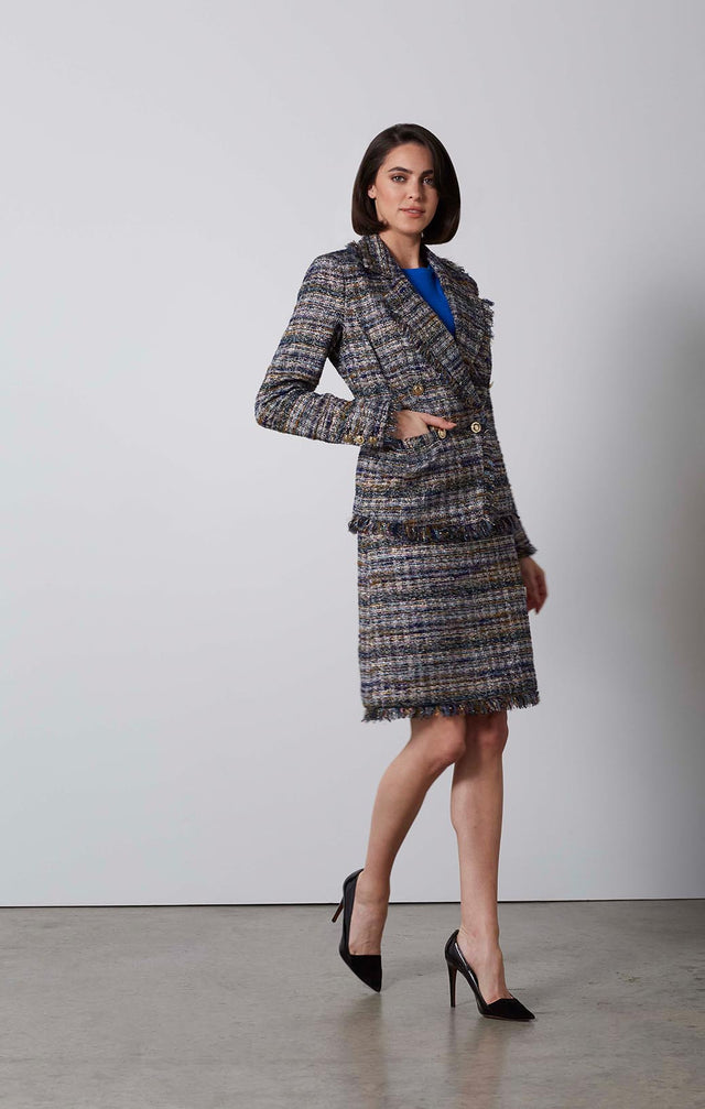 UPTOWN-FRINGED ITALIAN TWEED JACKET-1-JK-1694-ON MODEL