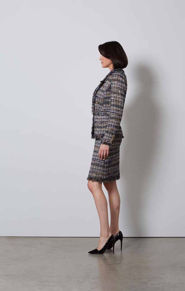 UPTOWN-FRINGED ITALIAN TWEED JACKET-1-JK-1694-ON MODEL