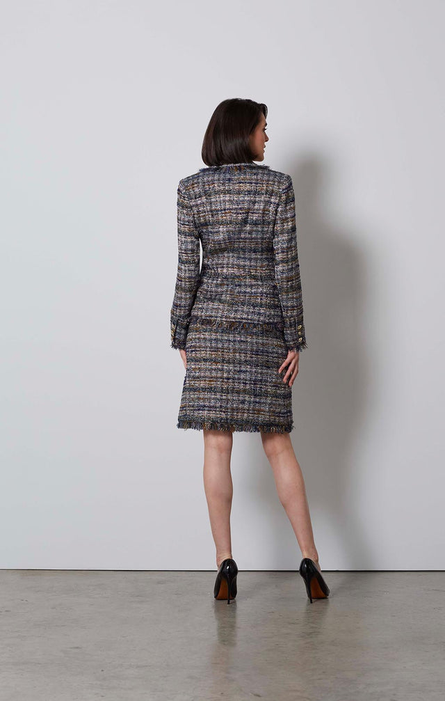 UPTOWN-FRINGED ITALIAN TWEED JACKET-1-JK-1694-ON MODEL