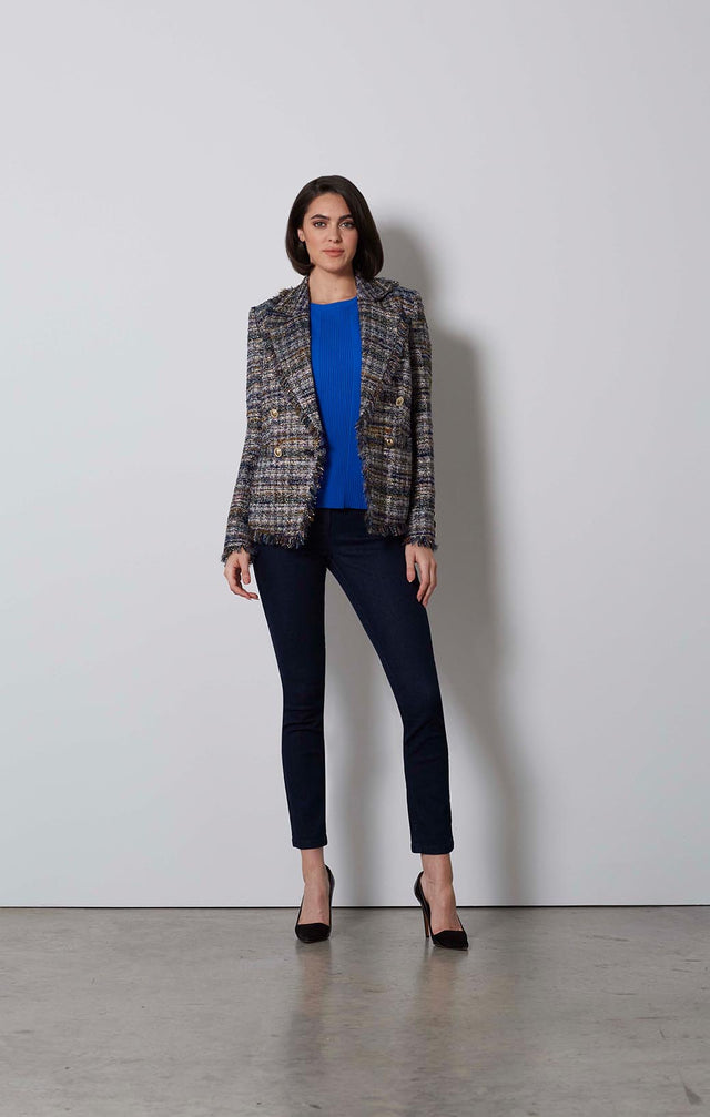 UPTOWN-FRINGED ITALIAN TWEED JACKET-1-JK-1694-ON MODEL