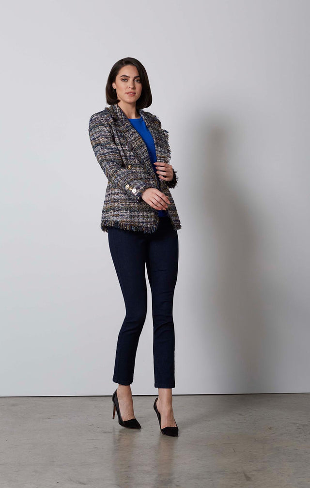 UPTOWN-FRINGED ITALIAN TWEED JACKET-1-JK-1694-ON MODEL