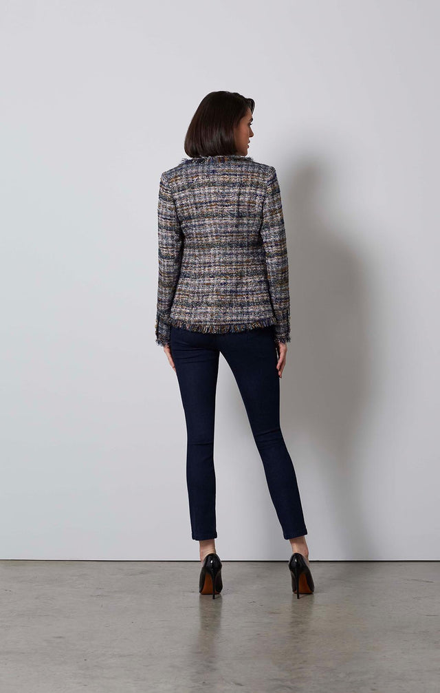 UPTOWN-FRINGED ITALIAN TWEED JACKET-1-JK-1694-ON MODEL