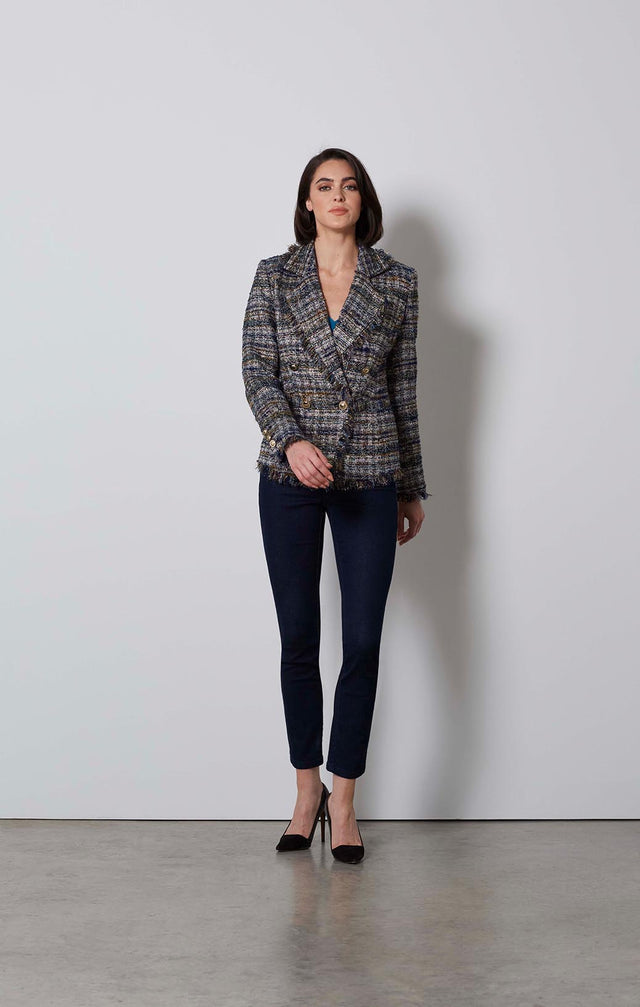 UPTOWN-FRINGED ITALIAN TWEED JACKET-1-JK-1694-ON MODEL