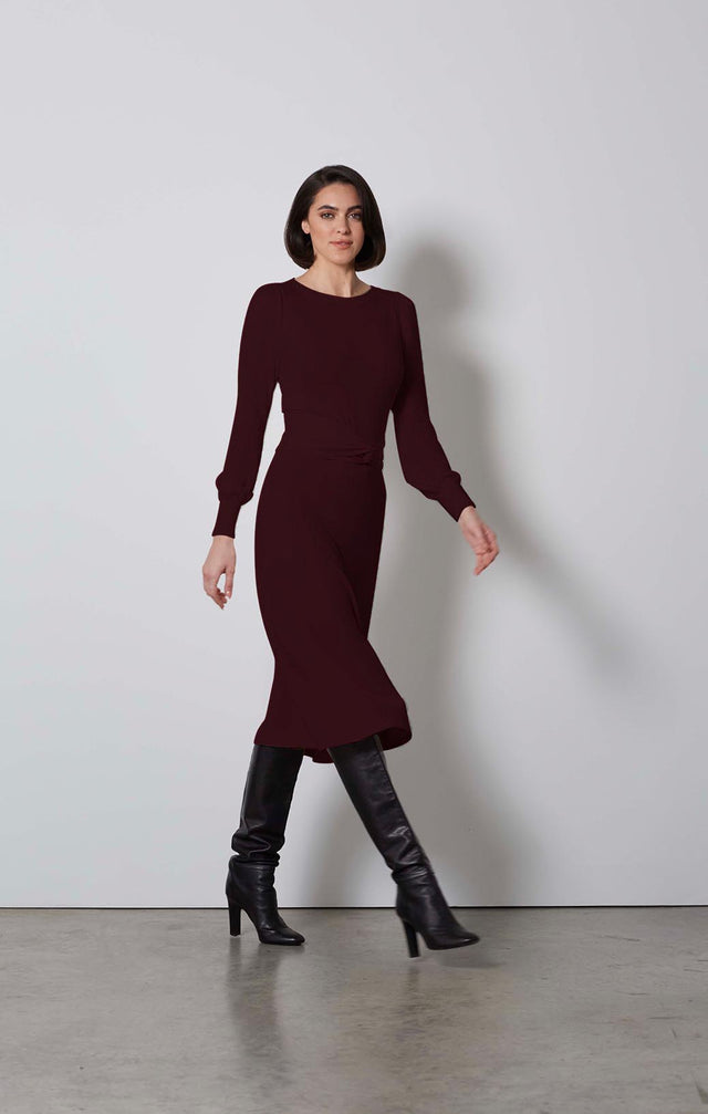 VERVE-BELTED KNIT PULLOVER DRESS-5-DR-2200-ON MODEL