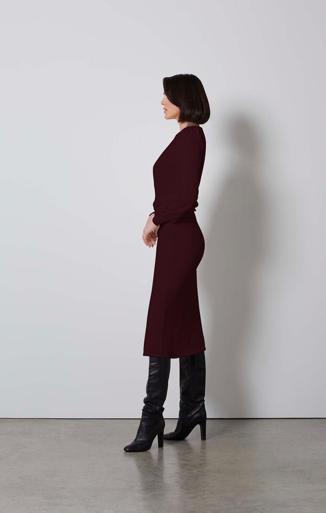 VERVE-BELTED KNIT PULLOVER DRESS-5-DR-2200-ON MODEL
