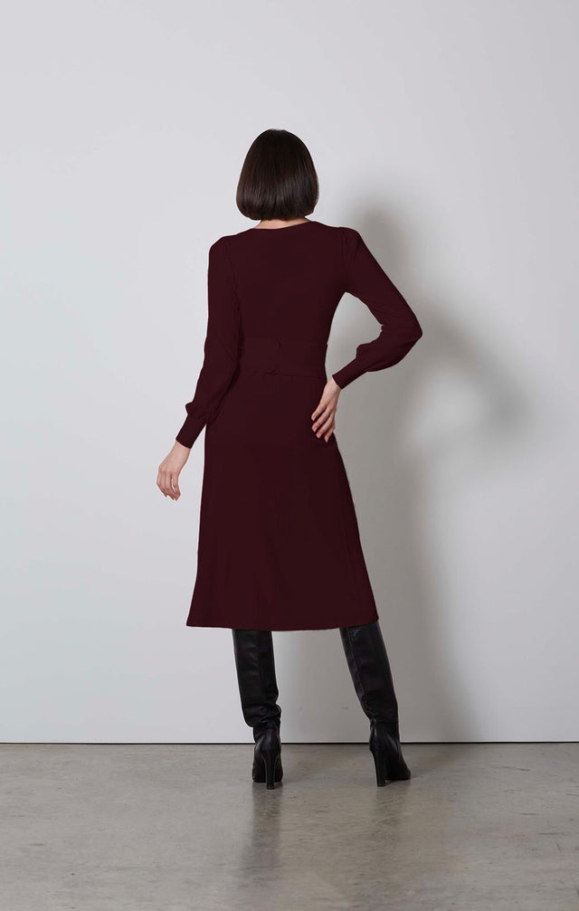 VERVE-BELTED KNIT PULLOVER DRESS-5-DR-2200-ON MODEL