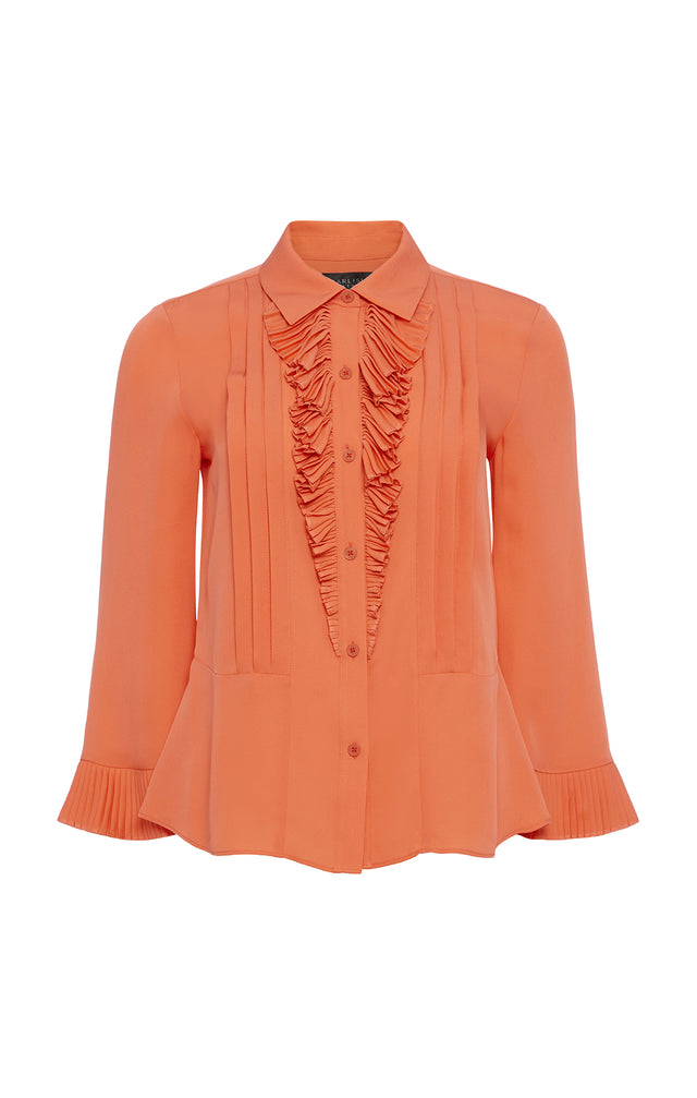 Jabot - Crystal-Pleated Silk Blouse