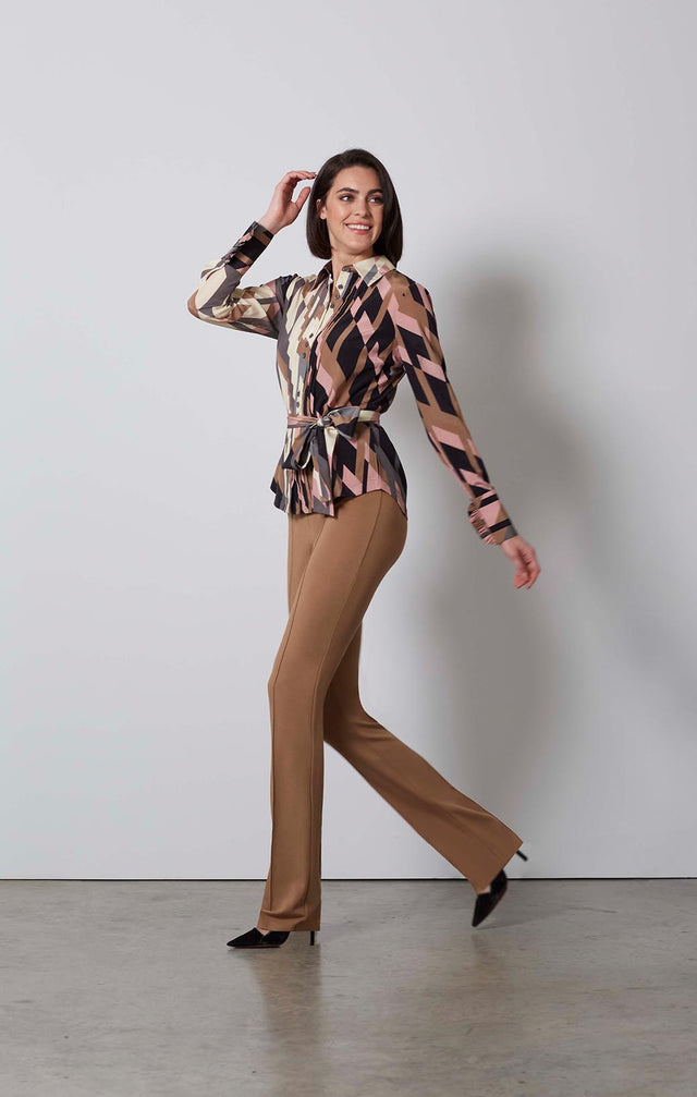 NIKITA-CML — CAMEL PONTE PANTS 1-PT-2389 - ON MODEL