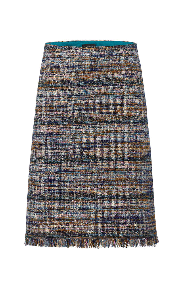 Uptown - Fringed Italian Metallic Tweed Skirt
