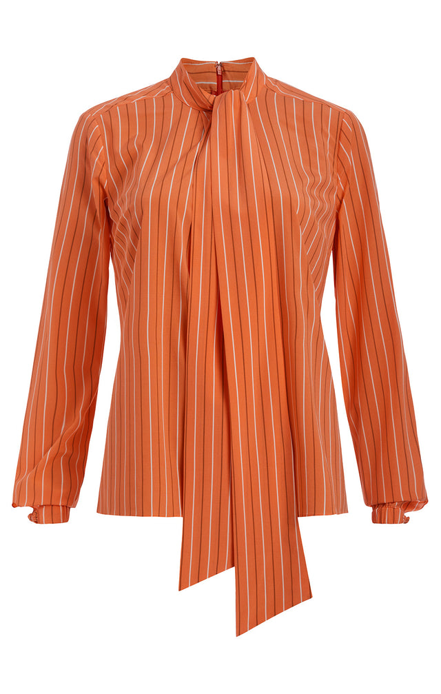 Parc Monceau - Striped Silk Crêpe Shirt With Self Tie - IMAGE