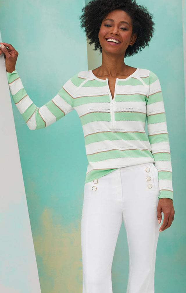 Mime - Striped Zip-Front Sweater - IMAGE