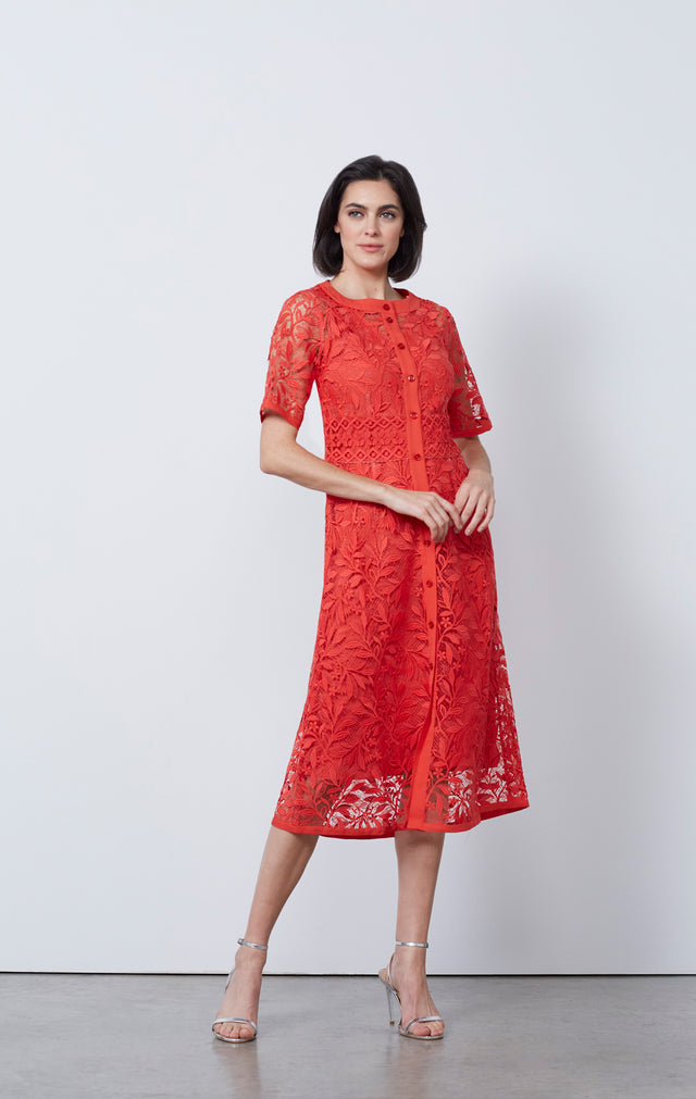 Palais Royal - Red Lily Of The Valley Lace Dress - IMAGE