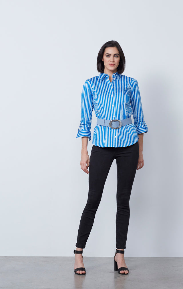 Tissot - Convertible-Sleeve, Stripe-Print Shirt With Sash - IMAGE