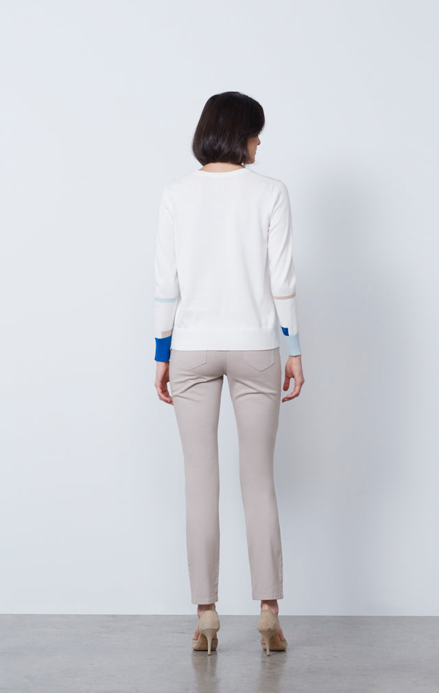 Art Moderne - Italian Suvin Cotton Colorblock Sweater - IMAGE