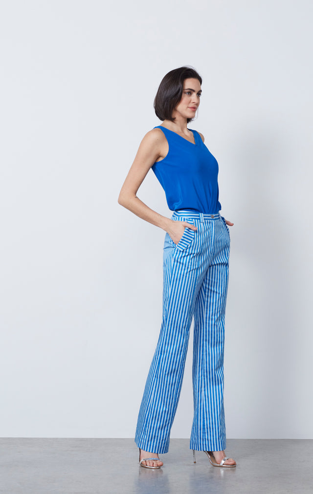 Tissot - Striped Stretch Cotton Sateen Pants - IMAGE