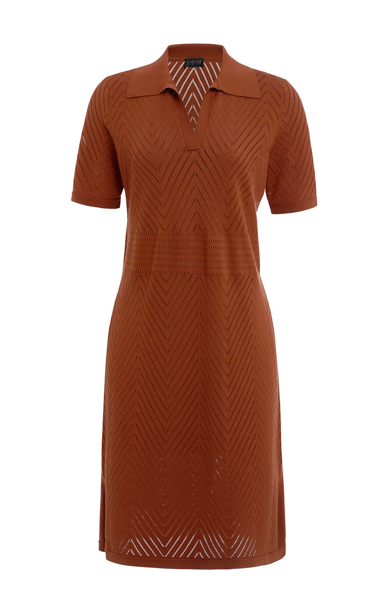 Shop Carlisle Collection Henna Jersey & Pointelle Shift Dress