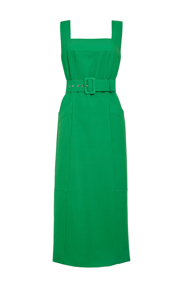 Esmeralda - Belted Dress In Stretch Double Weave - Product Image