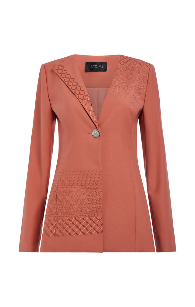 Patio - Asymmetrical Embroidered Twill Jacket - Product Image