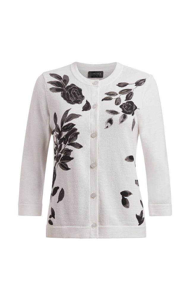 Day For Night-Cardi - Silk-Softened, Floral-Print Cardigan - Product Image