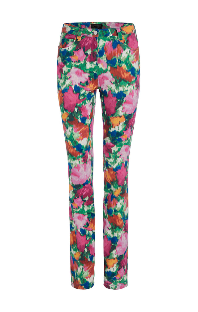 Flamenco - Floral-Print Jeans In Stretch Cotton Twill - Product Image