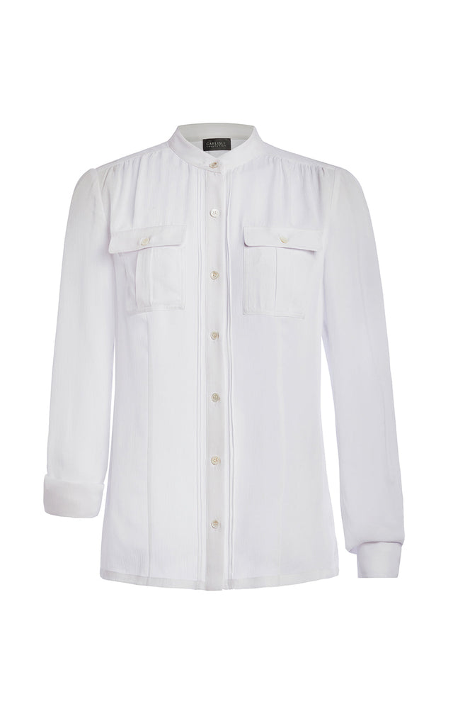 Echo - Silk-Rich Georgette Camp Shirt - Product Image
