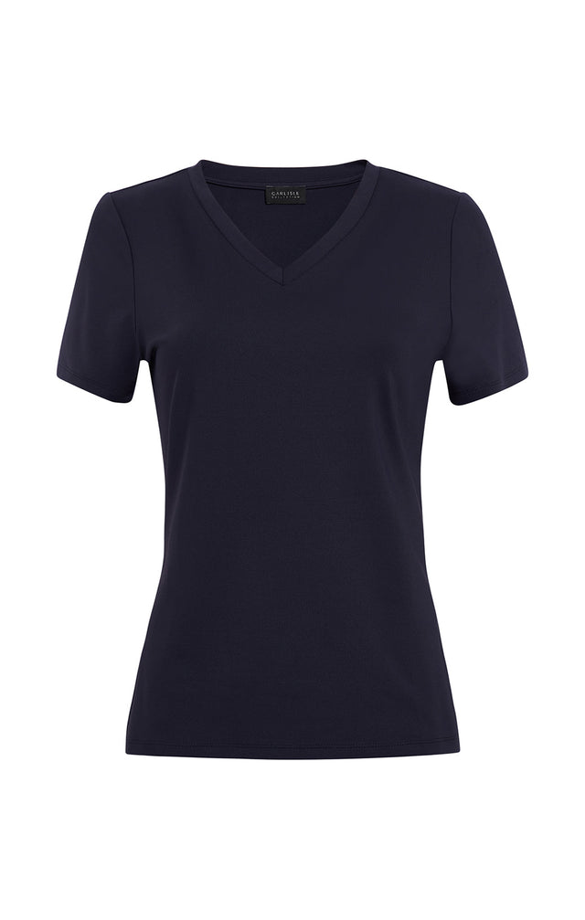 Paradigm-Nvy - Fitted Navy V-Neck Tee Shirt - Product Image