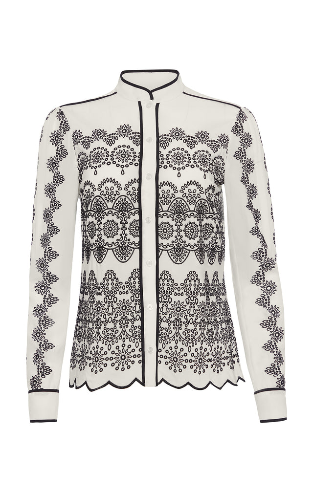 Apparition - Embroidered White Silk Blouse