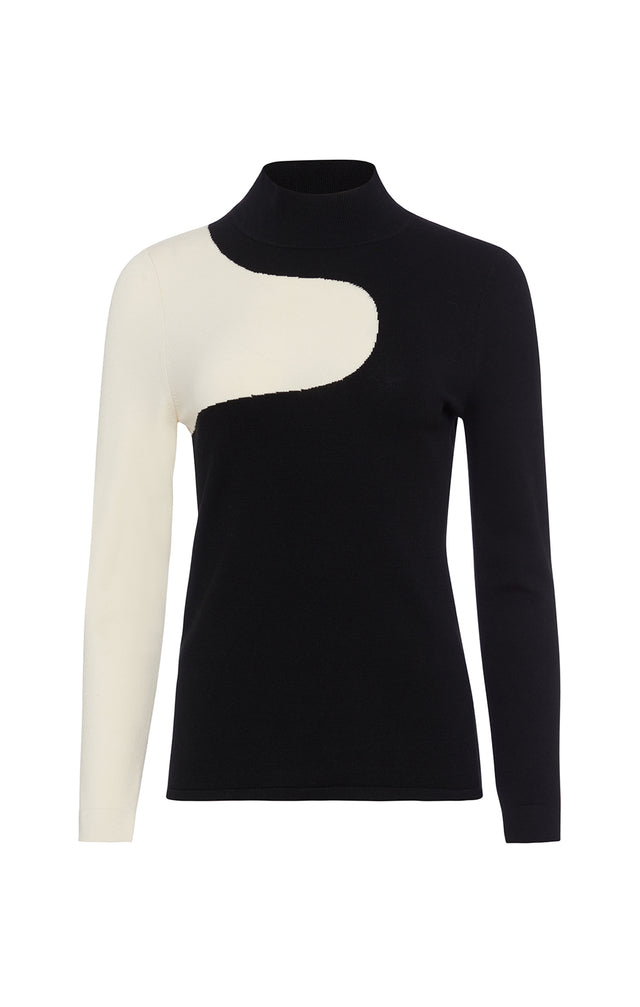 Moma - Colorblock Mock Turtleneck