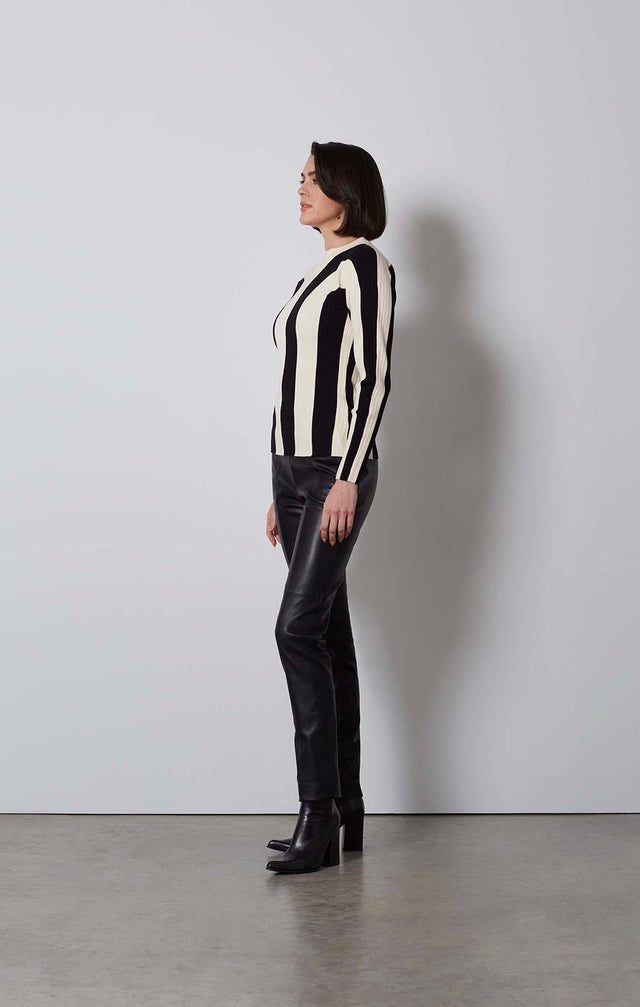 SOCIALITE-EUROPEAN BLACK LEATHER TROUSERS-5-PT-1728-ON MODEL