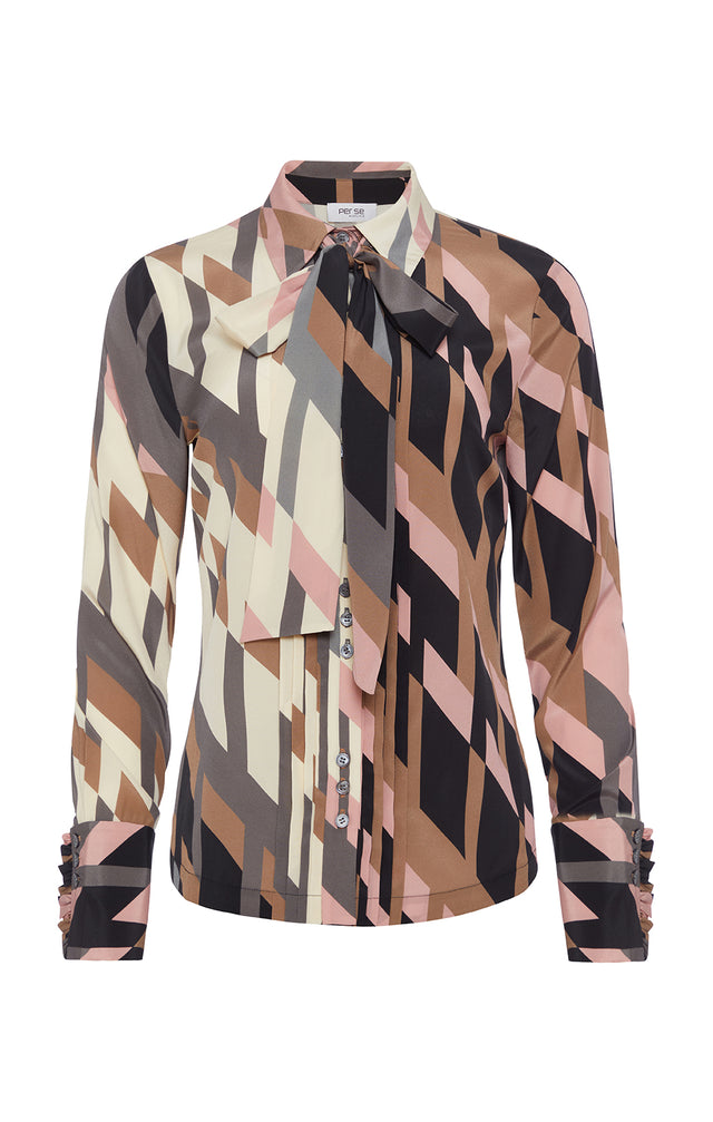 Tribeca - Ruffled Silk Print Blouse