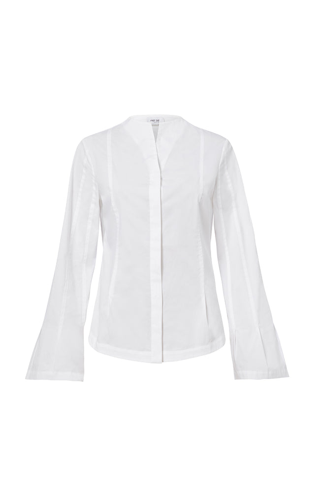 Whitney - White Stretch Poplin Shirt