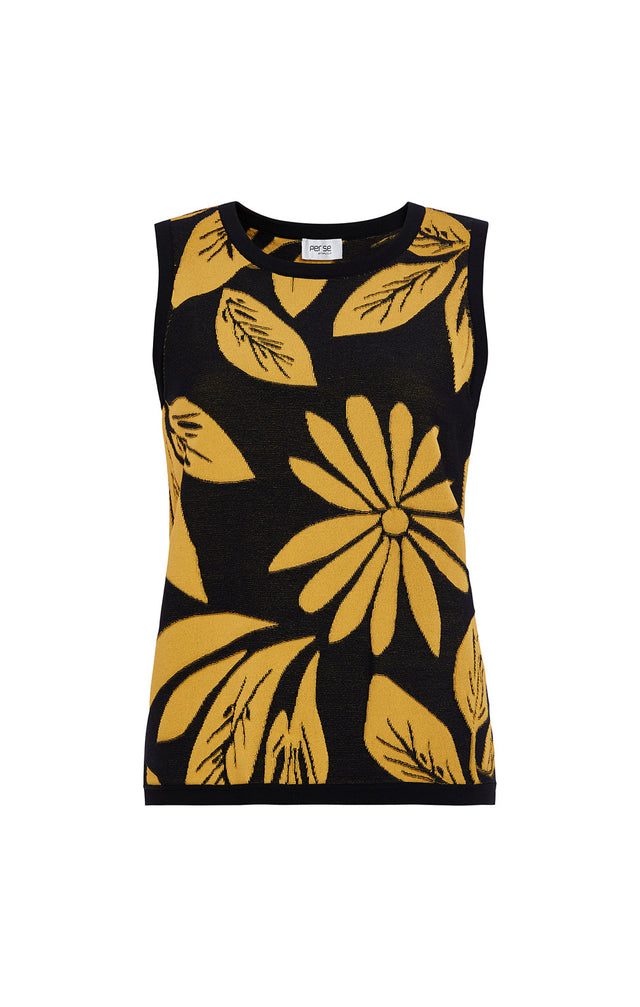 Golden-Shell - Floral Intarsia Knit Shell - Product Image