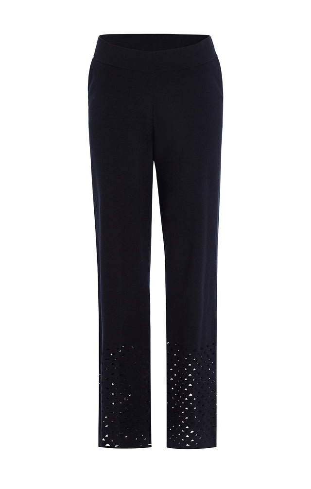 Vibrato - Knit Cotton Pants With Open Triangle Stitches - Product Image