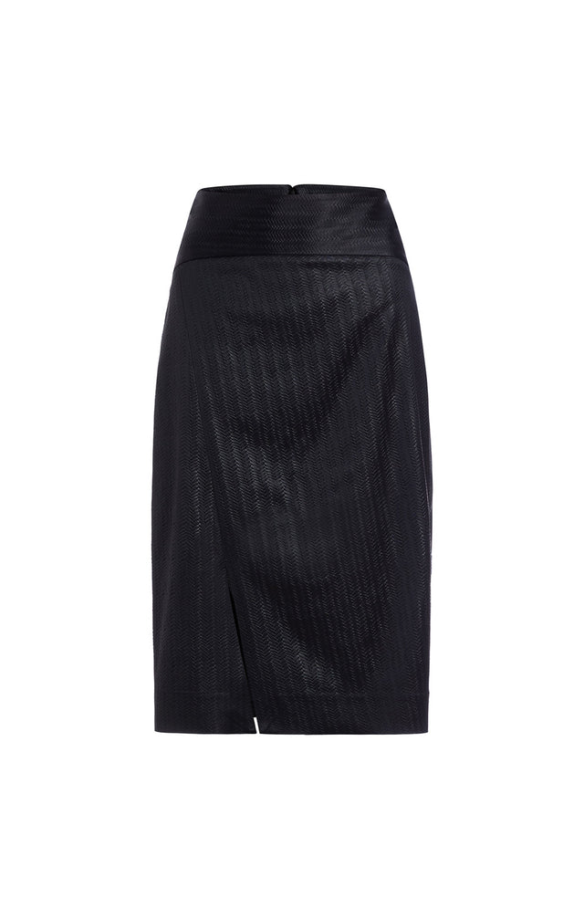 Goya - Italian Herringbone Stretch Jacquard Skirt - Product Image