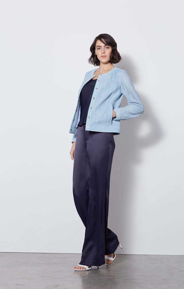 Cirrus - Laser-cut European Leather Jacket - On Model