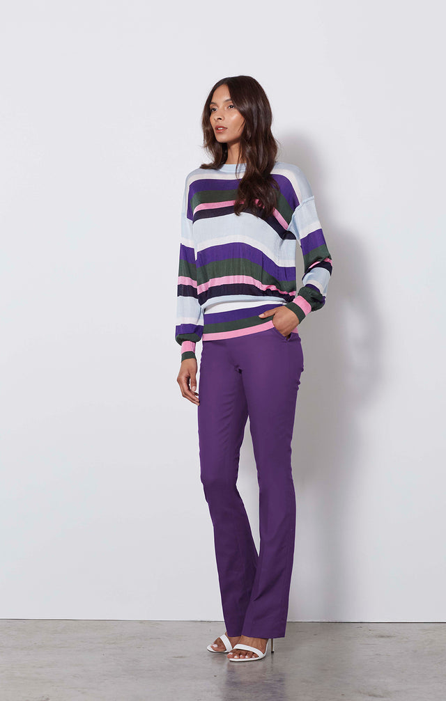 Sylph-pur - Purple Stretch Trousers - On Model