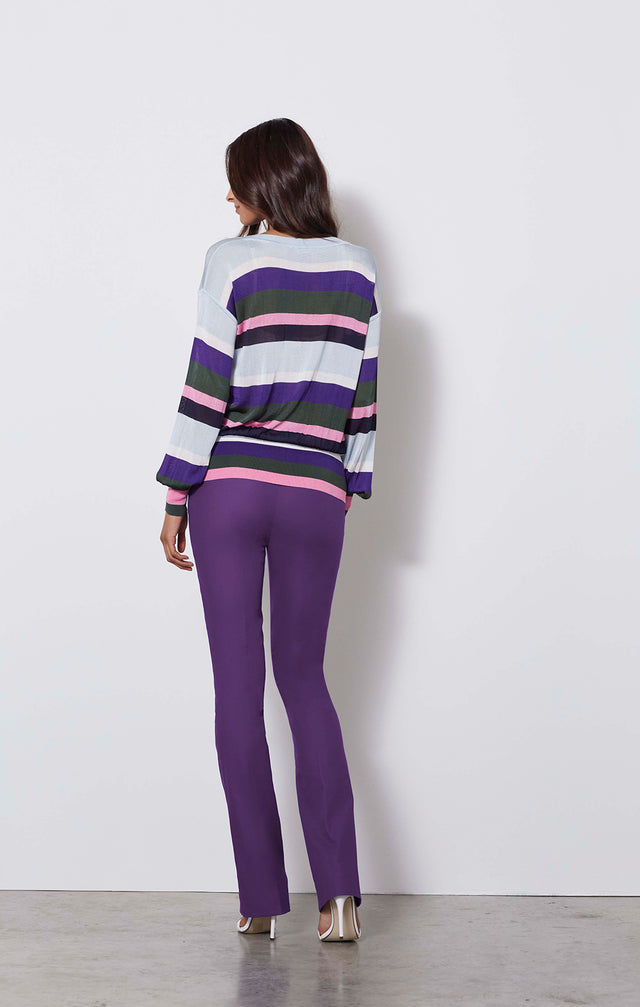 Sylph-pur - Purple Stretch Trousers - On Model