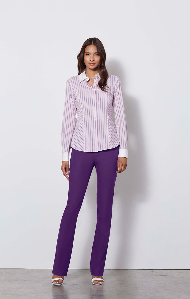 Sylph-pur - Purple Stretch Trousers - On Model