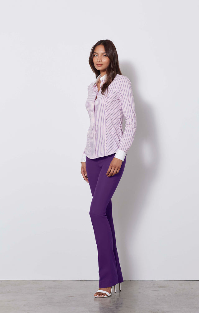 Sylph-pur - Purple Stretch Trousers - On Model