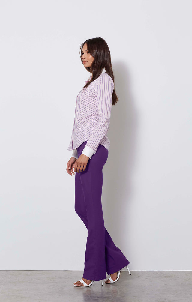 Sylph-pur - Purple Stretch Trousers - On Model