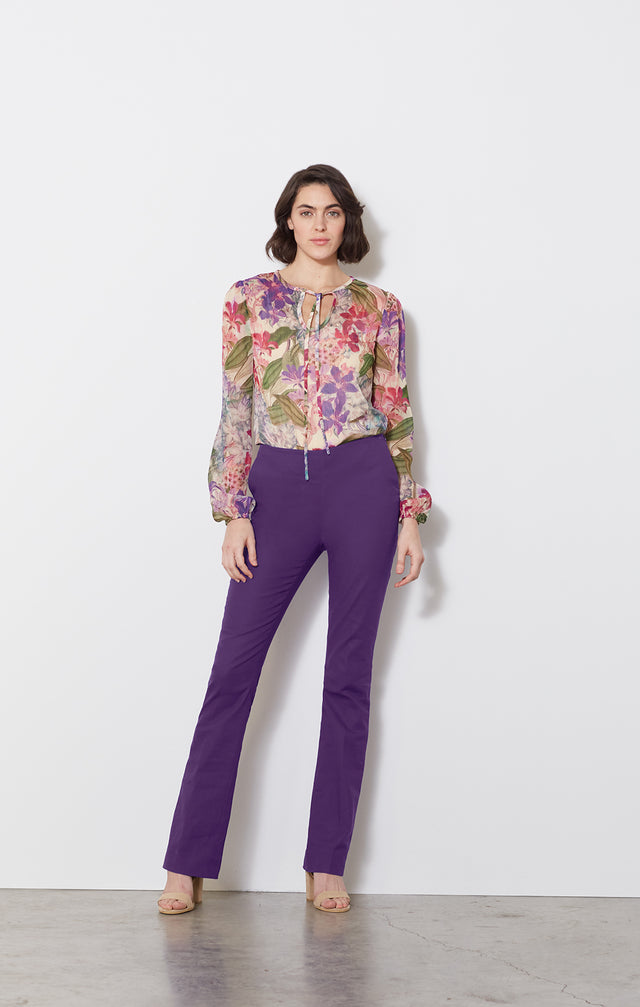 Sylph-pur - Purple Stretch Trousers - On Model