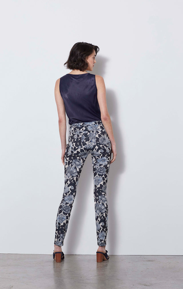 Thistle Mum - Floral Italian Jacquard Jeans - On Model