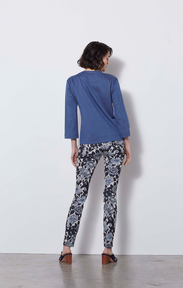 Thistle Mum - Floral Italian Jacquard Jeans - On Model