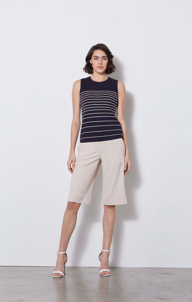Diffusion - Ottoman-stripe Knit Shell - On Model